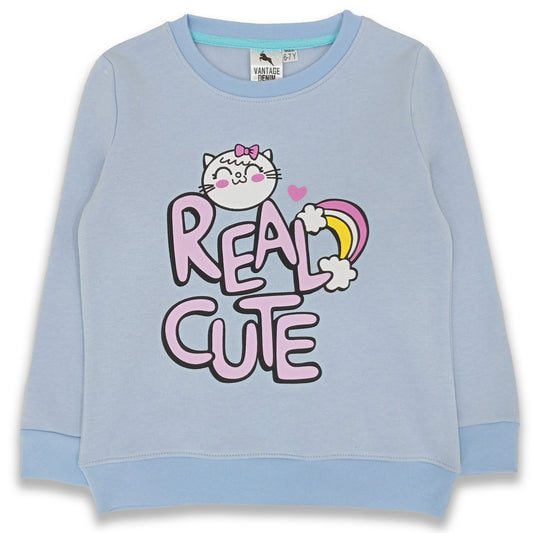 Girls Cute Kitty Fleece Sweat Shirt