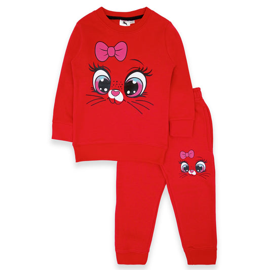 Girls 2 pcs Kitty Fleece Sweat Shirt