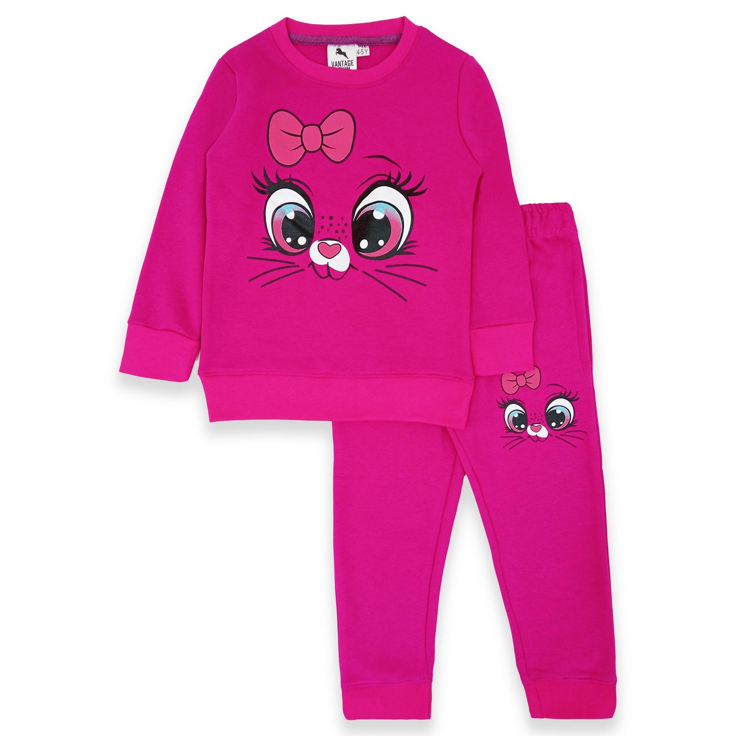 Girls 2 pcs Kitty Fleece Sweat Shirt