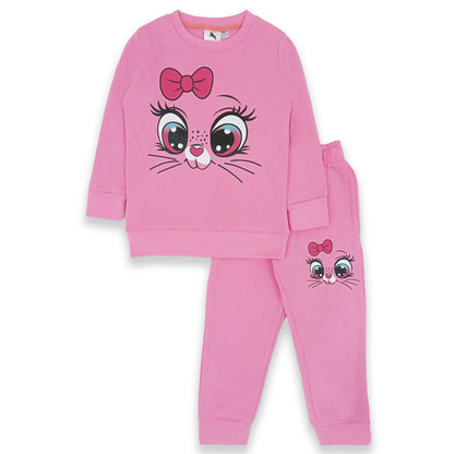 Girls 2 pcs Kitty Fleece Sweat Shirt