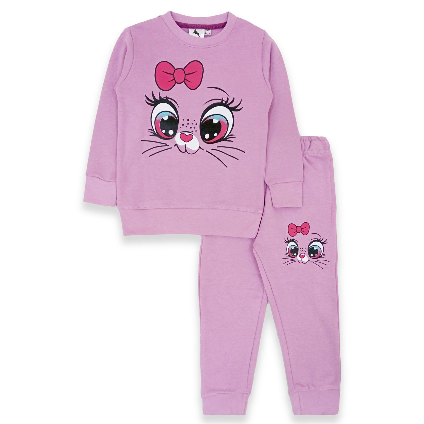 Girls 2 pcs Kitty Fleece Sweat Shirt