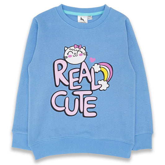 Girls Cute Kitty Fleece Sweat Shirt